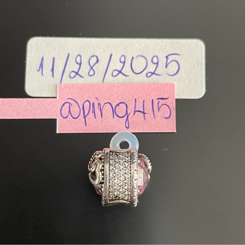 Pandora Valentine Double Heart Pink Radiant Charm - Picture 4 of 9